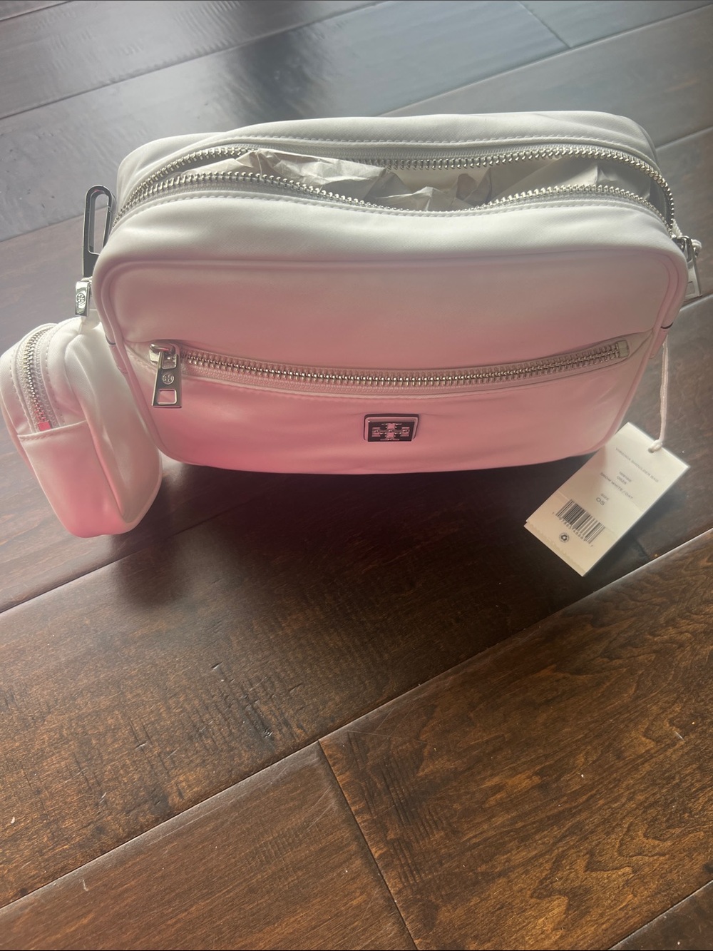 Tory Burch Virginia White Crossbody Belt Bag with Detachable Pouch